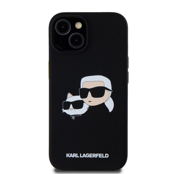 Karl Lagerfeld iPhone 15 Liquid Silicone Double Heads KLHMP15SSKCHPPLK MagSafe kompatibilis hátlap, tok, fekete