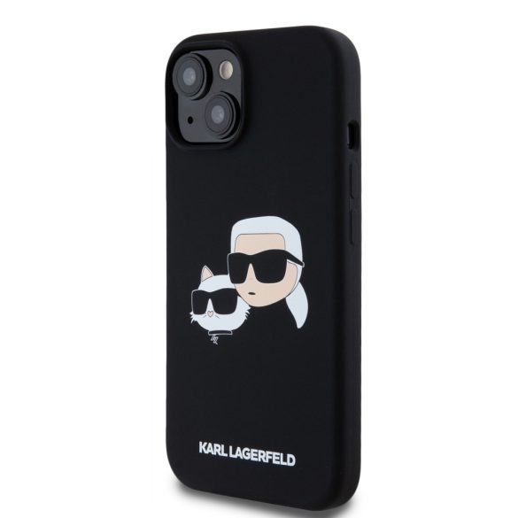 Karl Lagerfeld iPhone 15 Liquid Silicone Double Heads KLHMP15SSKCHPPLK MagSafe kompatibilis hátlap, tok, fekete