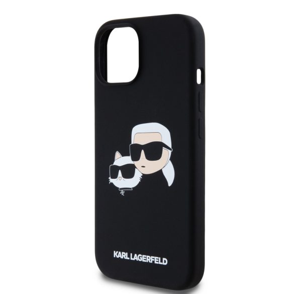 Karl Lagerfeld iPhone 15 Liquid Silicone Double Heads KLHMP15SSKCHPPLK MagSafe kompatibilis hátlap, tok, fekete