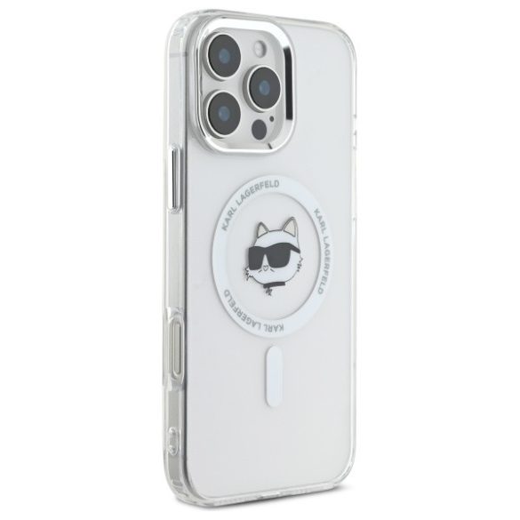 Karl Lagerfeld iPhone 16 Pro Magsafe IML Metal Choupette Head (KLHMP16LHLSCHH) Magsafe kompatibilis hátlap, tok, fehér