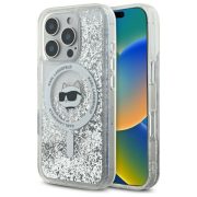   Karl Lagerfeld iPhone 16 Pro Magsafe Liquid Glitter Choupette Head (KLHMP16LLGCHSGH) Magsafe kompatibilis hátlap, tok, átlátszó