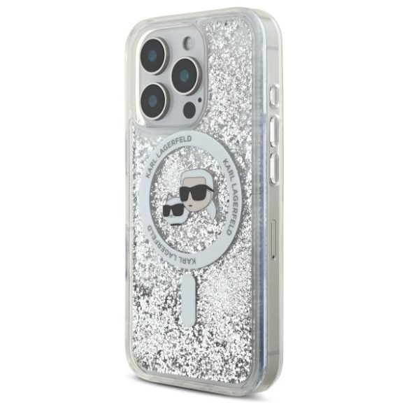 Karl Lagerfeld iPhone 16 Pro Magsafe Liquid Glitter Karl&Choupette Head (KLHMP16LLGKCSGH) Magsafe kompatibilis hátlap, tok, átlátszó