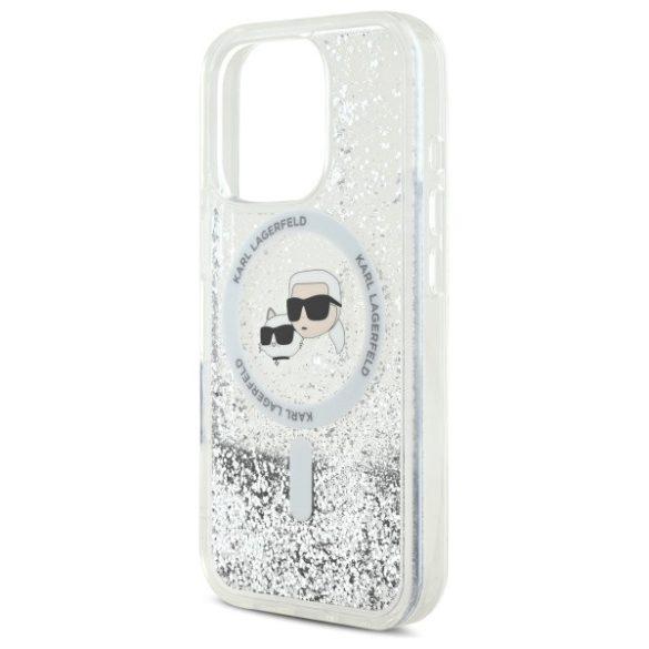 Karl Lagerfeld iPhone 16 Pro Magsafe Liquid Glitter Karl&Choupette Head (KLHMP16LLGKCSGH) Magsafe kompatibilis hátlap, tok, átlátszó