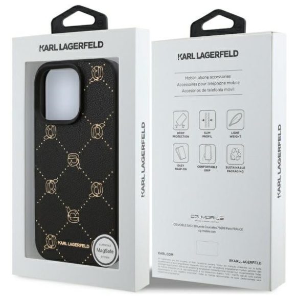 Karl Lagerfeld iPhone 16 Pro Magsafe Karl Head (KLHMP16LPGKHPHK) Magsafe kompatibilis hátlap, tok, fekete