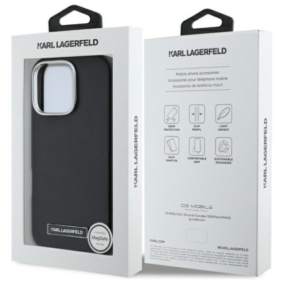 Karl Lagerfeld iPhone 16 Pro Magsafe FW Metal Plate (KLHMP16LPGMSRPK) Magsafe kompatibilis hátlap, tok, fekete