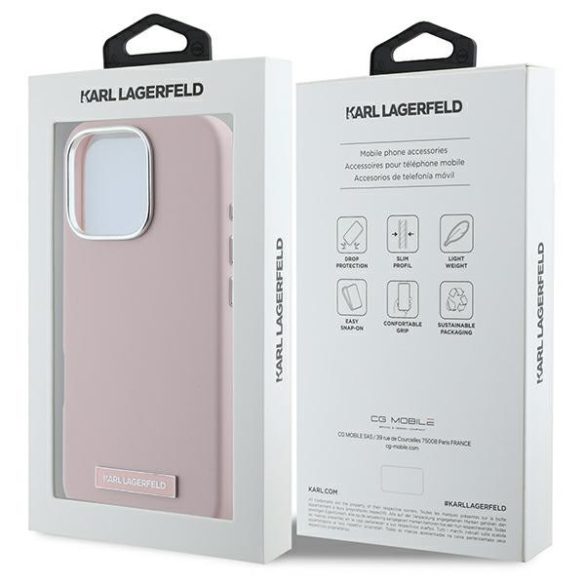 Karl Lagerfeld iPhone 16 Pro Magsafe FW Metal Plate (KLHMP16LPGMSRPK) Magsafe kompatibilis hátlap, tok, rózsaszín