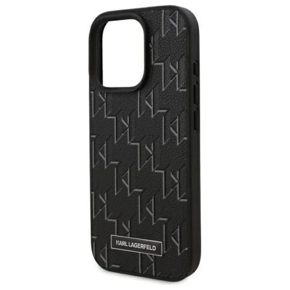 Karl Lagerfeld iPhone 16 Pro Magsafe Leather Monogram Metal Logo (KLHMP16LPKHPORPE) Magsafe kompatibilis hátlap, tok, fekete