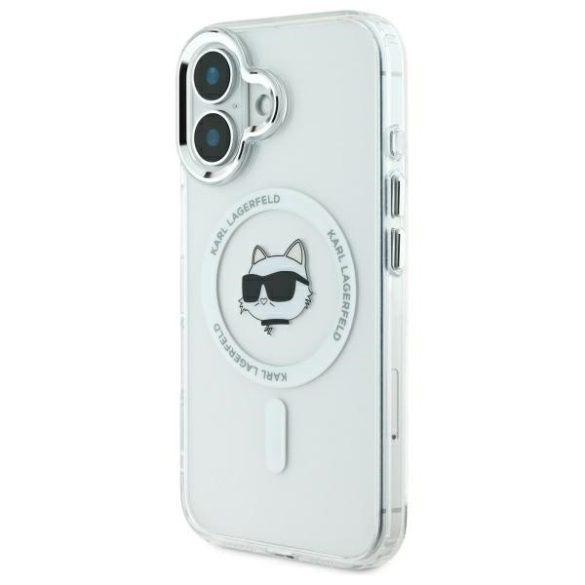 Karl Lagerfeld iPhone 16 Plus Magsafe IML Metal Choupette Head (KLHMP16MHLSCHH) Magsafe kompatibilis hátlap, tok, fehér