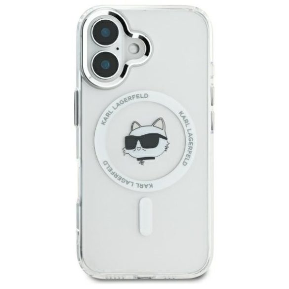 Karl Lagerfeld iPhone 16 Plus Magsafe IML Metal Choupette Head (KLHMP16MHLSCHH) Magsafe kompatibilis hátlap, tok, fehér