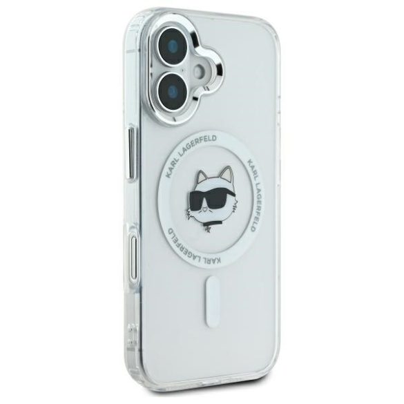 Karl Lagerfeld iPhone 16 Plus Magsafe IML Metal Choupette Head (KLHMP16MHLSCHH) Magsafe kompatibilis hátlap, tok, fehér