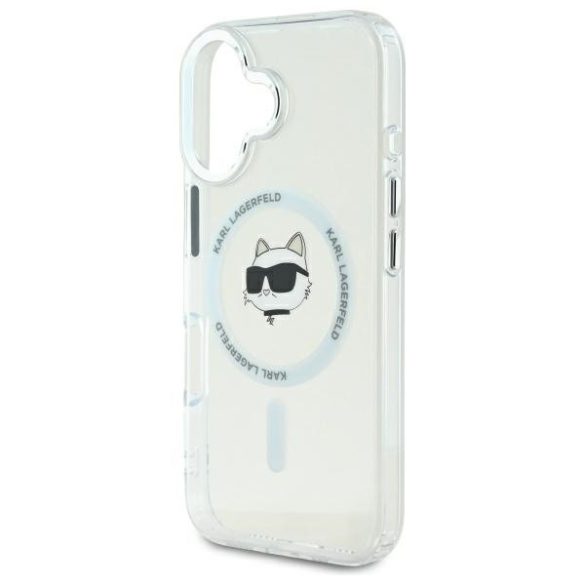 Karl Lagerfeld iPhone 16 Plus Magsafe IML Metal Choupette Head (KLHMP16MHLSCHH) Magsafe kompatibilis hátlap, tok, fehér