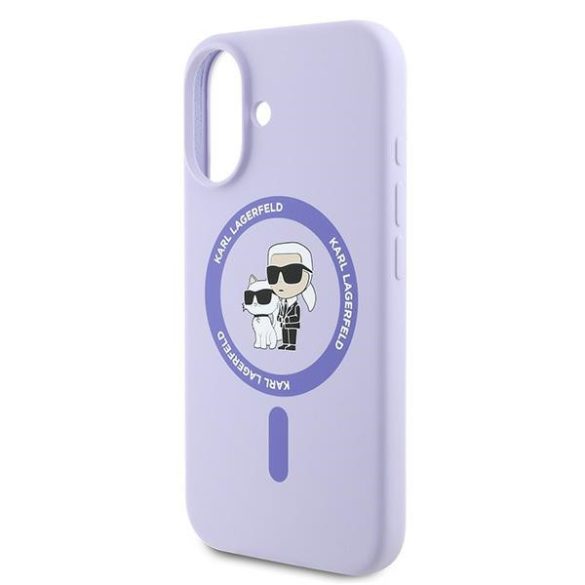 Karl Lagerfeld iPhone 16 Magsafe Silicone Karl&Choupette Ring (KLHMP16SSCMKCRHU) Magsafe kompatibilis hátlap, tok, lila