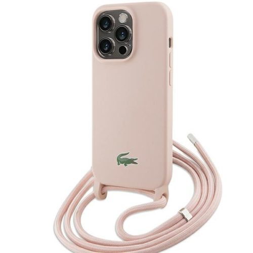 Lacoste LCHCP15LSCCRLP iPhone 15 Pro 6.1", világos hátlap, tok Silicone Cord, rózsaszín