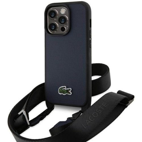 Lacoste LCHCP15LSPVCV iPhone 15 Pro 6.1", sötét hátlap, tok Iconic Petit Pique Crossbody, kék