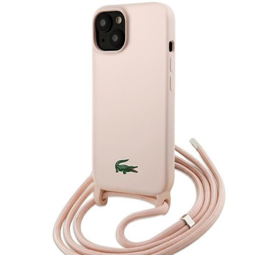 Lacoste LCHCP15SSCCRLP iPhone 15/14/13 6.1", világos hátlap, tok Silicone Cord, rózsaszín