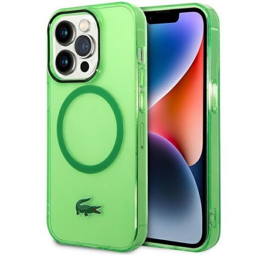 Lacoste LCHMP14LULON iPhone 14 Pro 6.1" hátlap, tok Transparent MagSafe, zöld