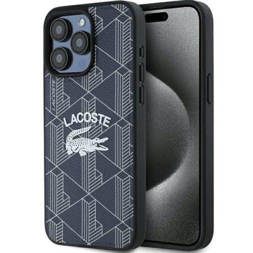 Lacoste LCHMP15LPIGV iPhone 15 Pro 6.1" hátlap, tok, Monogram Vintage Logo Magsafe, sötétkék