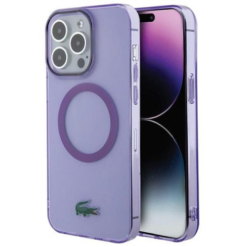 Lacoste LCHMP15LULOU iPhone 15 Pro 6.1" lila hátlap, tok, Transparent Magsafe,