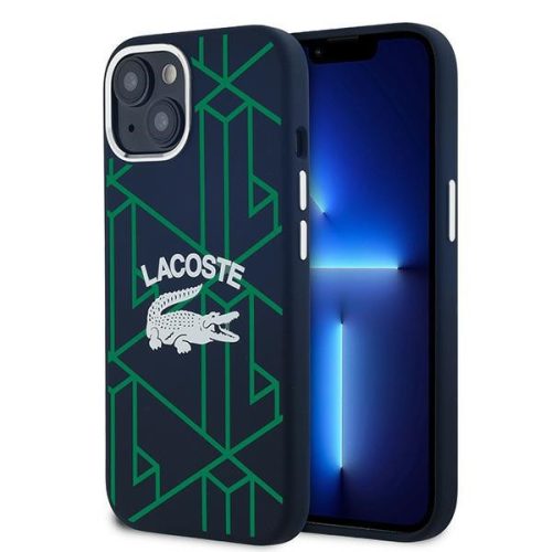 Lacoste LCHMP15SSBIV iPhone 15/14/13 6.1" hátlap, tok, Silicone Monogram Vintage Logo Magsafe, sötétkék