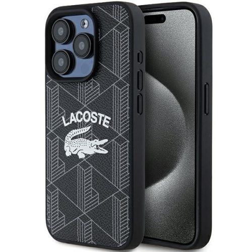 Lacoste LCHMP15XPIGK iPhone 15 Pro Max 6.7" hátlap, tok, Monogram Vintage Logo Magsafe, fekete