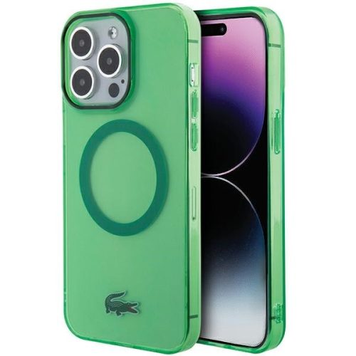 Lacoste LCHMP15XULON iPhone 15 Pro Max 6.7" hátlap, tok, Transparent Magsafe, zöld