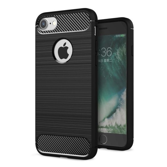 Carbon Case Flexible iPhone 7/8/SE 2020/2022 hátlap, tok, fekete