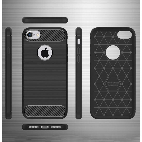 Carbon Case Flexible iPhone 7/8/SE 2020/2022 hátlap, tok, fekete