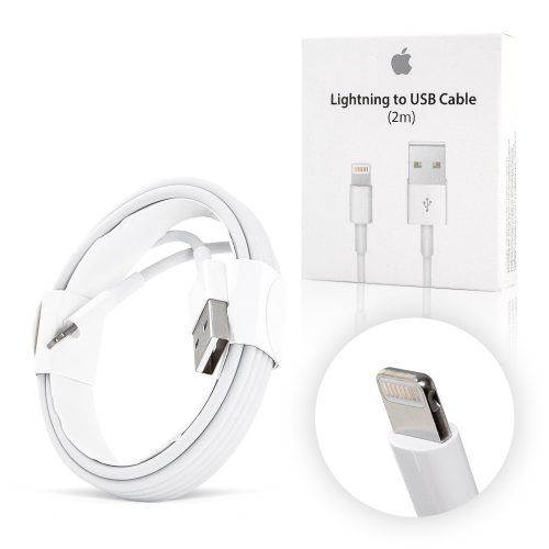 Apple gyári iPhone lightning adat és töltő kábel MD819ZM/A, dobozos, 2m, fehér