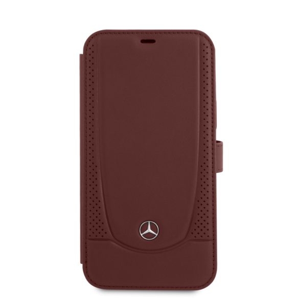 Mercedes-Benz iPhone 12 Pro Max Leather Urban (MEFLBKP12LARMRE) eredeti bőr oldalra nyíló tok, piros