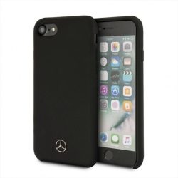   Mercedes-Benz iPhone 7/8/SE (2020) Liquid Silicon (MEHCI8SILBK) hátlap, tok, microfiber borítással, fekete