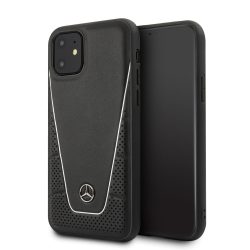   Mercedes-Benz iPhone 11 Pattern Line eredeti bőr (MEHCN61CLSSI) hátlap, tok, fekete