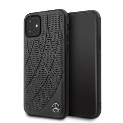   Mercedes-Benz iPhone 11 Genuine Leather perforált bőr (MEHCN61DIQBK) hátlap, tok, fekete