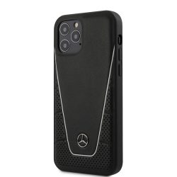   Mercedes-Benz iPhone 12/12 Pro Pattern Line eredeti bőr, (MEHCP12MCLSSI) hátlap, tok, fekete