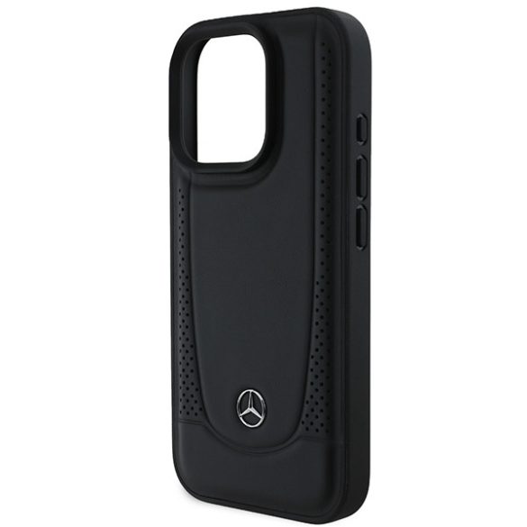 Mercedes-Benz iPhone 16 Pro Leather Urban (MEHCP16LARMBK) eredeti bőr, hátlap, tok, fekete