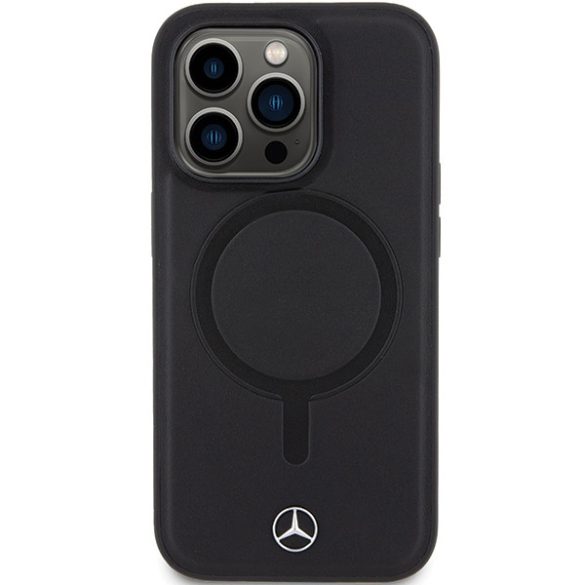 Mercedes iPhone 14 Pro Smooth Leather MagSafe (MEHMP14L23RCMK) eredeti bőr, magsafe kompatibilis hátlap, tok, fekete