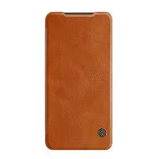 Nillkin Qin Leather Book iPhone 12 Mini oldalra nyíló eredeti bőr tok, barna