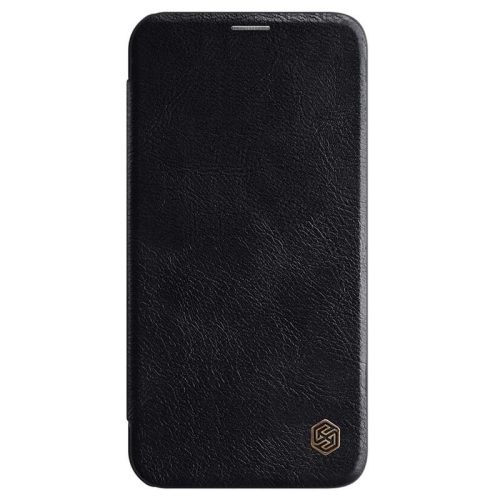 Nillkin Qin Leather Book iPhone 12/12 Pro oldalra nyíló eredeti bőr tok, fekete