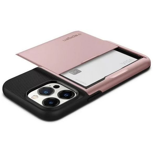 Spigen Slim Armor CS iPhone 13 Pro kártyatartós hátlap,tok, rozé arany