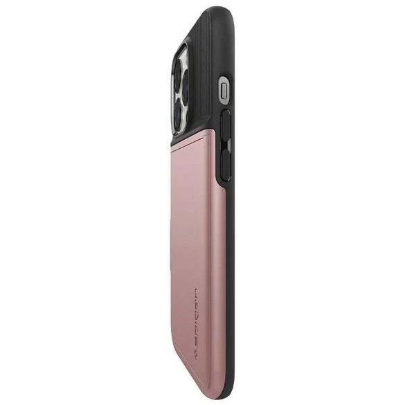 Spigen Slim Armor CS iPhone 13 Pro kártyatartós hátlap,tok, rozé arany