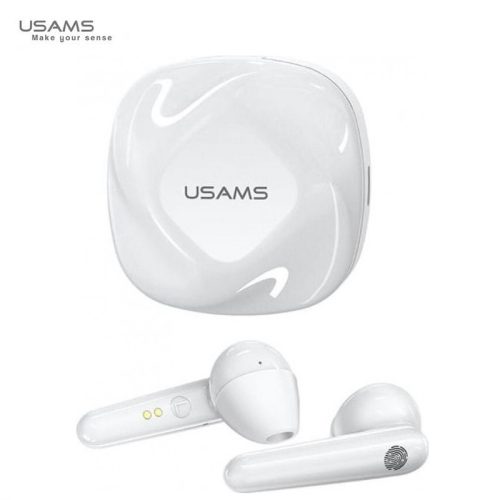 USAMS BHUSD01 Bluetooth headset akkumulátoros töltő tokkal, fehér