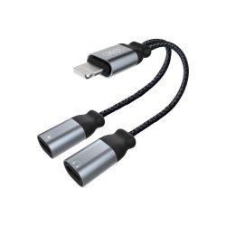 XO NB-R160A 2in1 lightning audió adapter, fekete