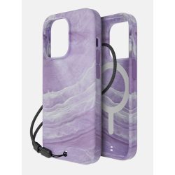   Bodyguardz Carve Marble Magsafe Case iPhone 15 Pro Magsafe kompatibilis hátlap + csuklópánt, tok, lila-fehér