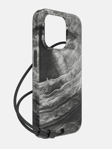 Bodyguardz Carve Marble Magsafe Case iPhone 15 Pro MagSafe hátlap + csuklópánt, tok, fekete-fehér