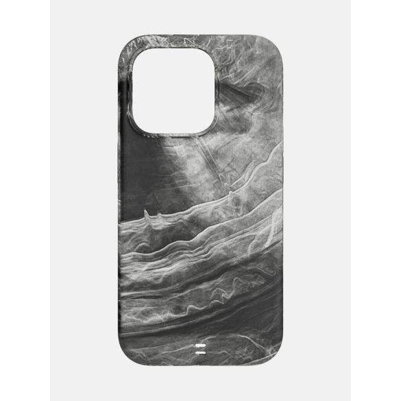 Bodyguardz Carve Marble Magsafe Case iPhone 15 Pro Magsafe kompatibilis hátlap + csuklópánt, tok, fekete-fehér