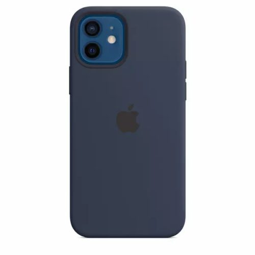 Apple gyári iPhone 12/12 Pro szilikon hátlap, tok, sötétkék