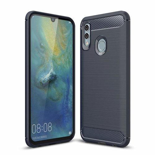 Carbon Case Flexible Huawei P Smart Plus (2019) hátlap, tok, sötétkék