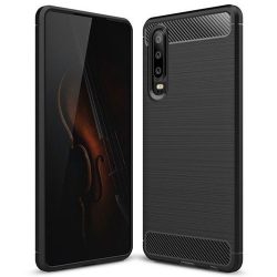 Carbon Case Flexible Huawei P30 hátlap, tok, fekete