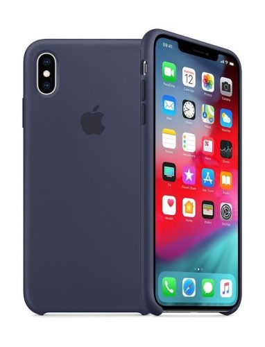 Apple gyári iPhone Xs Max szilikon hátlap, tok, sötétkék