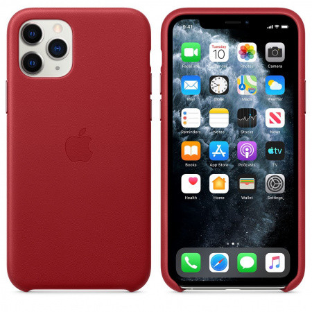 Apple gyári iPhone 11 Pro Leather eredeti bőr hátlap, tok, piros