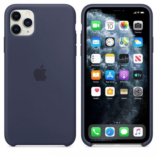 Apple gyári iPhone 11 Pro szilikon hátlap, tok, sötétkék